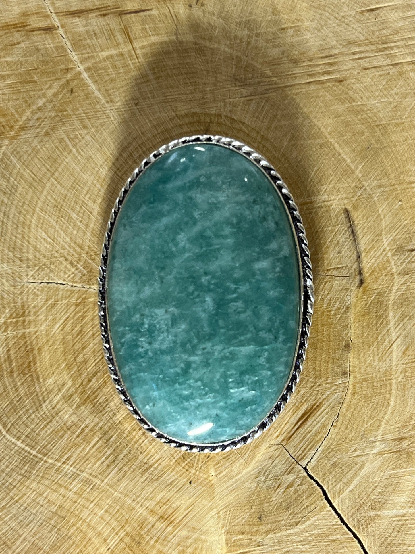 Amazonite sertie argenté n°A3 (4cm x 2,7cm)