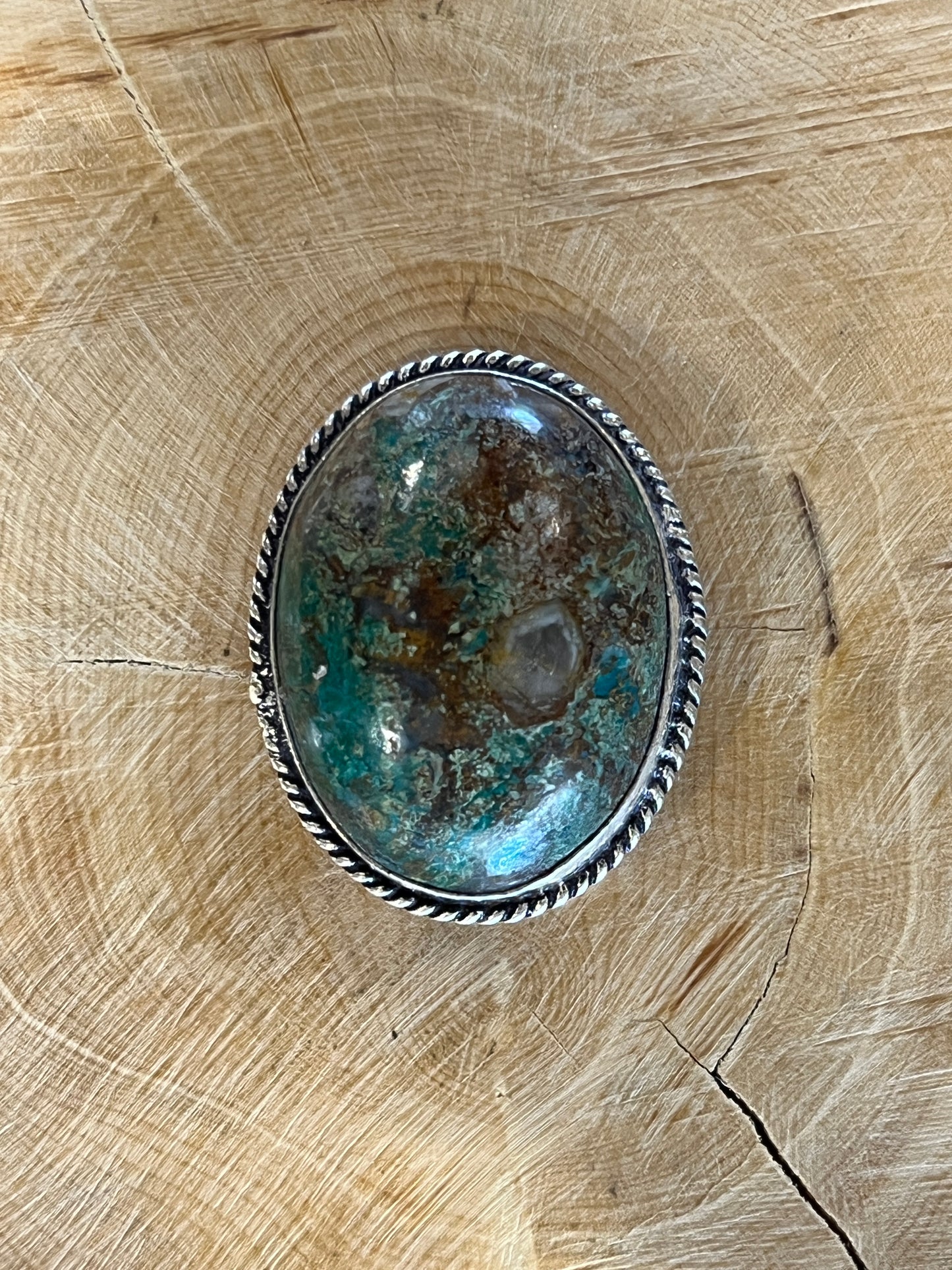 Chrysocolle sertie argenté n°A5 (3cm x 2,5cm)