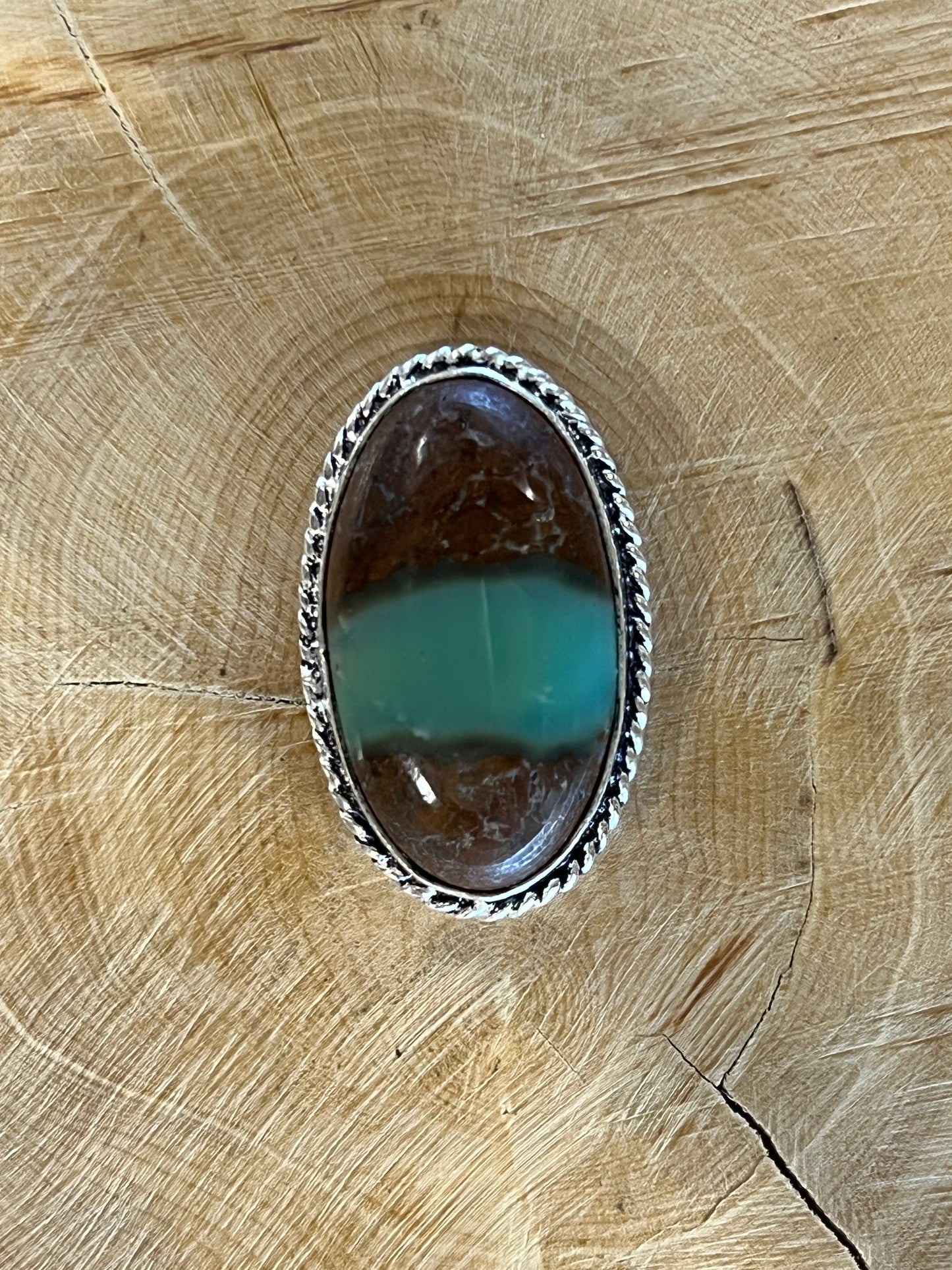 Chrysoprase sertie argenté n°A1 (3,1cm x 1,9cm)