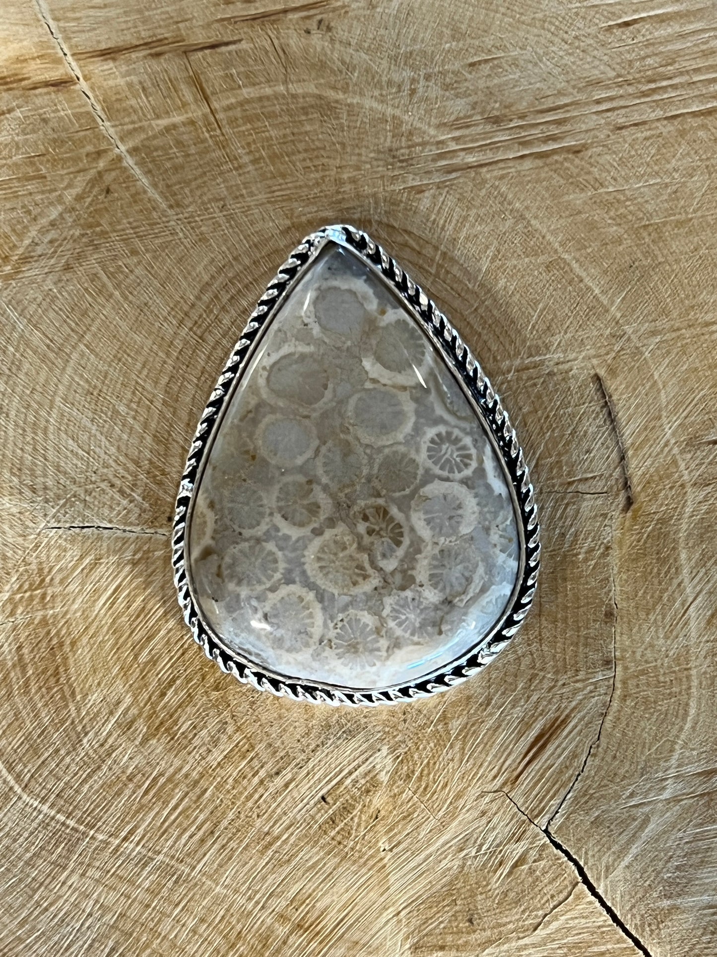 Fossile Corail sertie argenté n°A2 (3,5cm x 2,5cm)