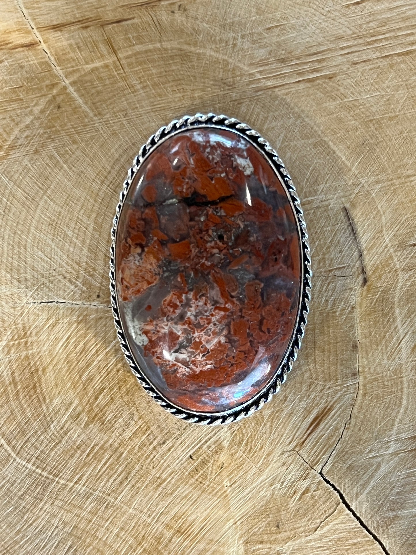 Jaspe sertie argenté n°A5 (3,8cm x 2,4cm)