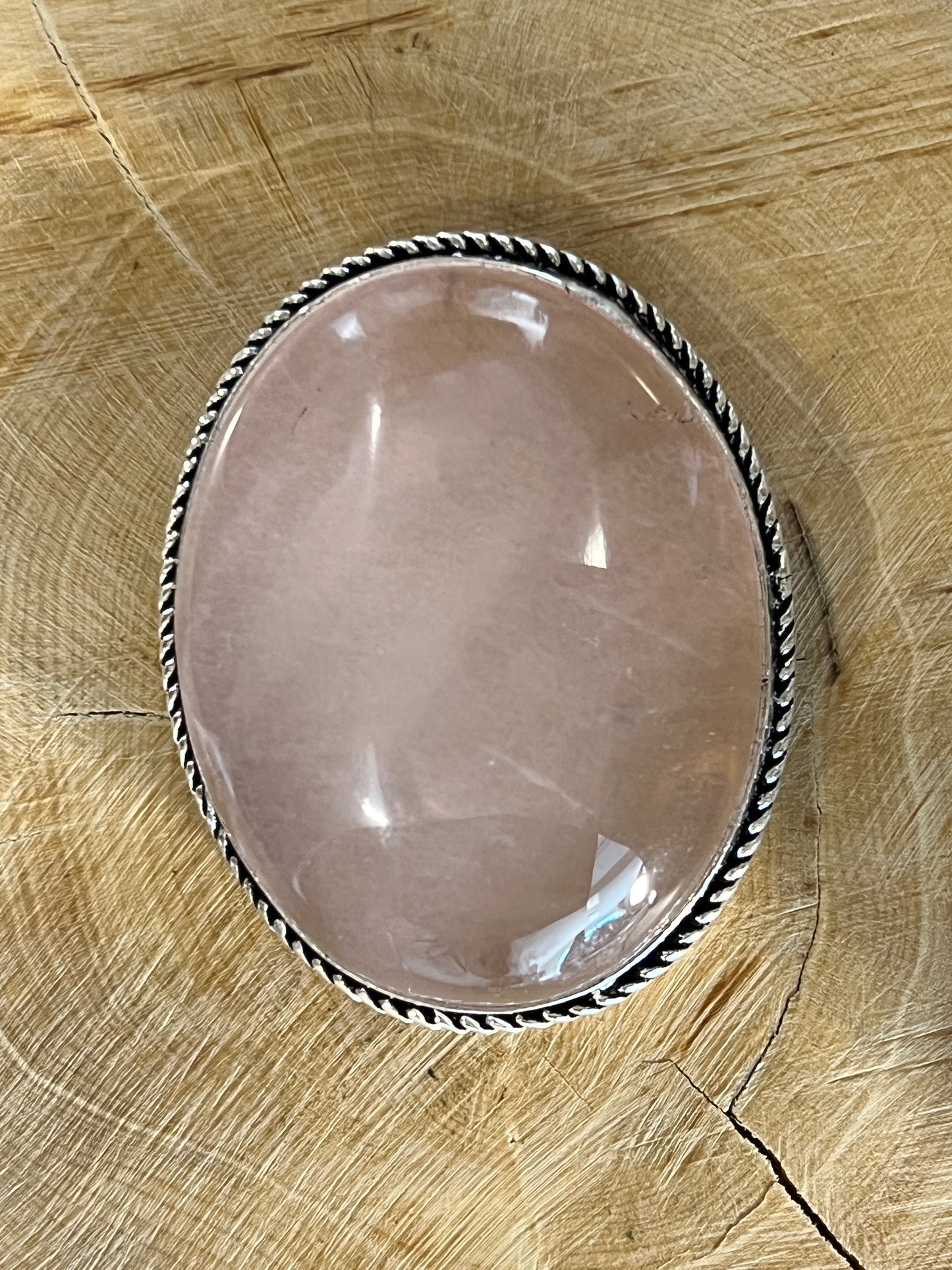 Quartz Rose sertie argenté n°A1 (4,3cm x 3,4cm)