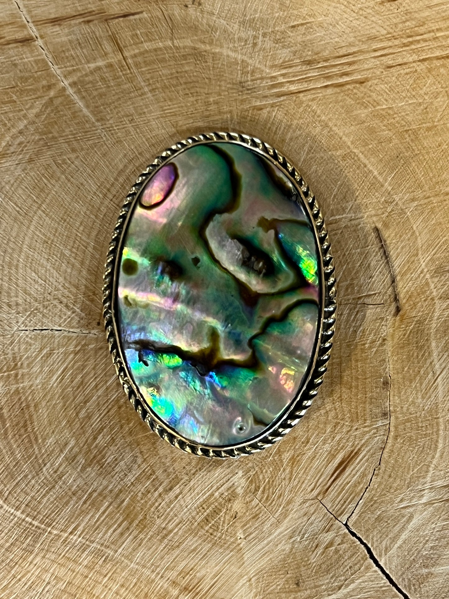 Abalone Shell sertie doré n°D1 (3,6cm x 2,6cm)