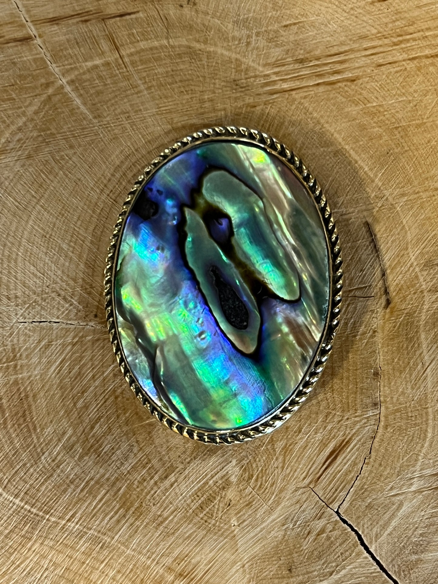 Abalone Shell sertie doré n°D3 (3,6cm x 2,7cm)