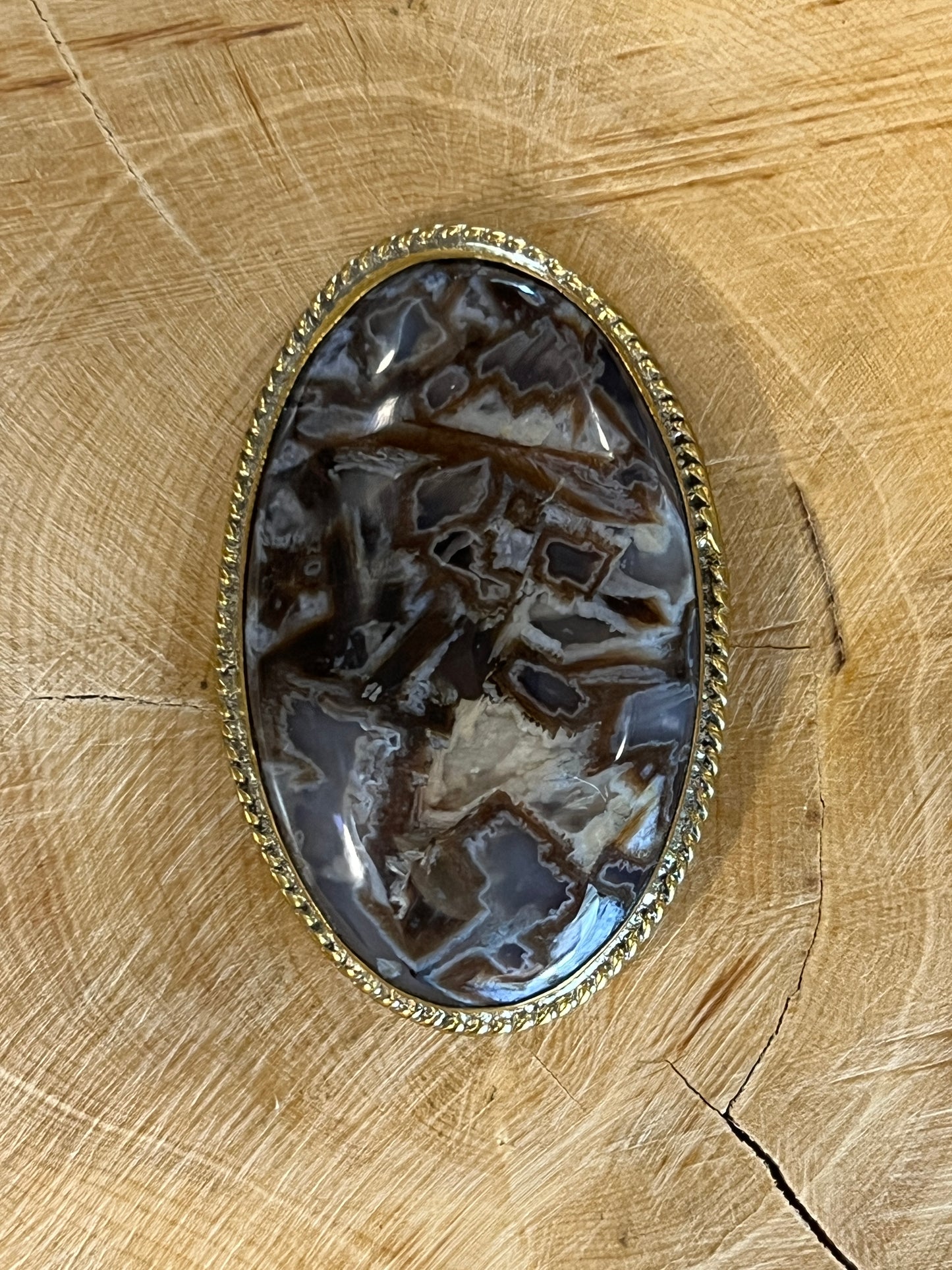 Agate sertie dorée n°D5 (4,1cm x 2,6cm)