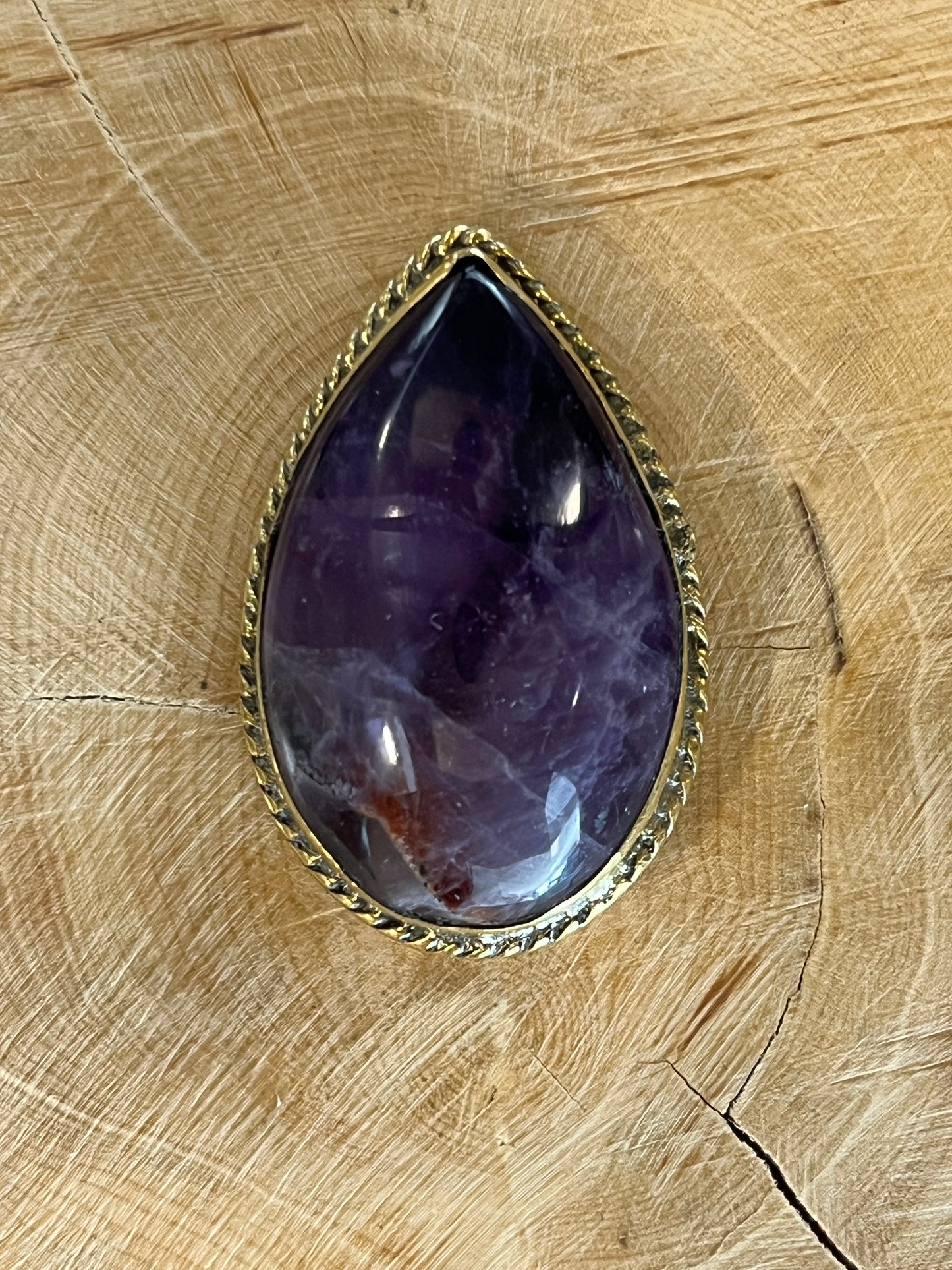 Améthyste sertie doré n°D4 (3,8cm x 2,4cm)