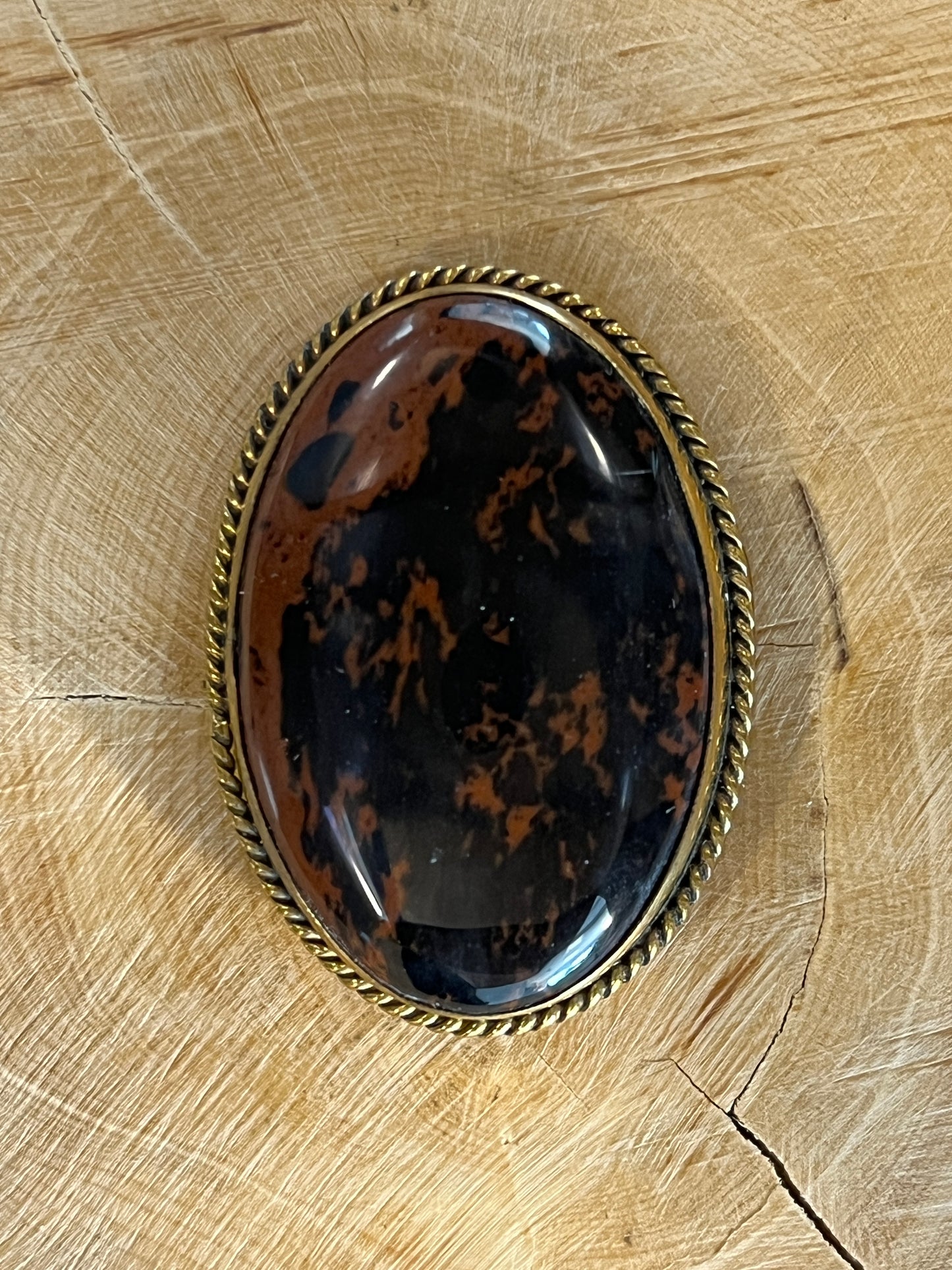 Obsidienne sertie doré n°D1 (4cm x 2,8cm)