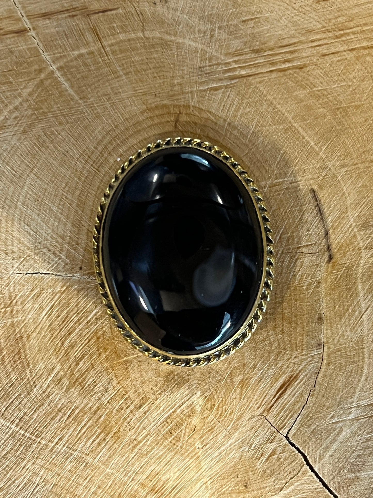 Onyx Noire sertie doré n°D2 (3cm x 2,4cm)