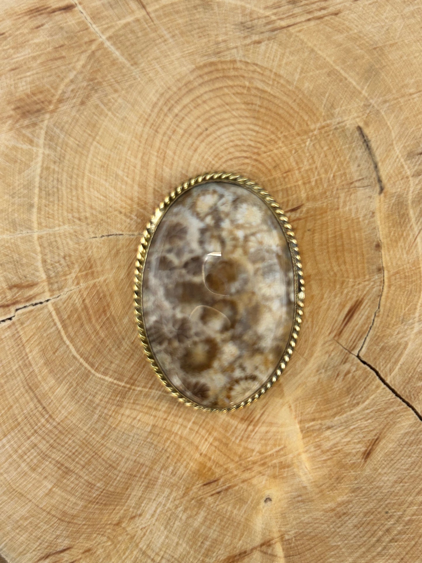 Fossile Corail sertie doré n°D5 (3,4cm x 2,4cm)