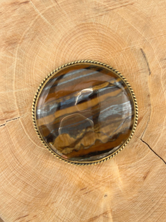 Oeil de Tigre sertie doré n°D2 (3,8cm de diamètre)