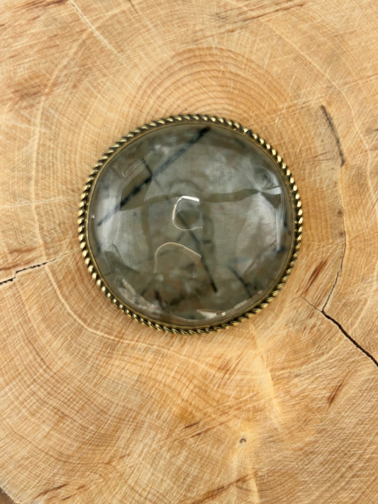 Préhnite Rutile sertie doré n°D4 (3,5cm de diamètre)