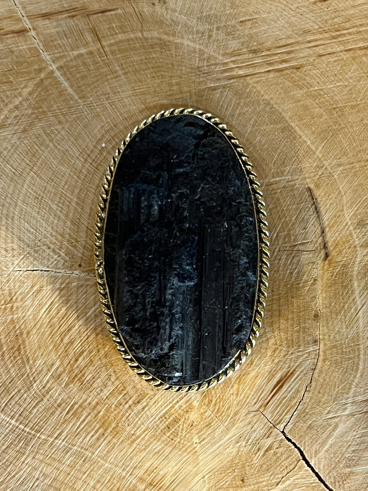 Tourmaline sertie doré n°D1 (3,6cm x 2,2cm)