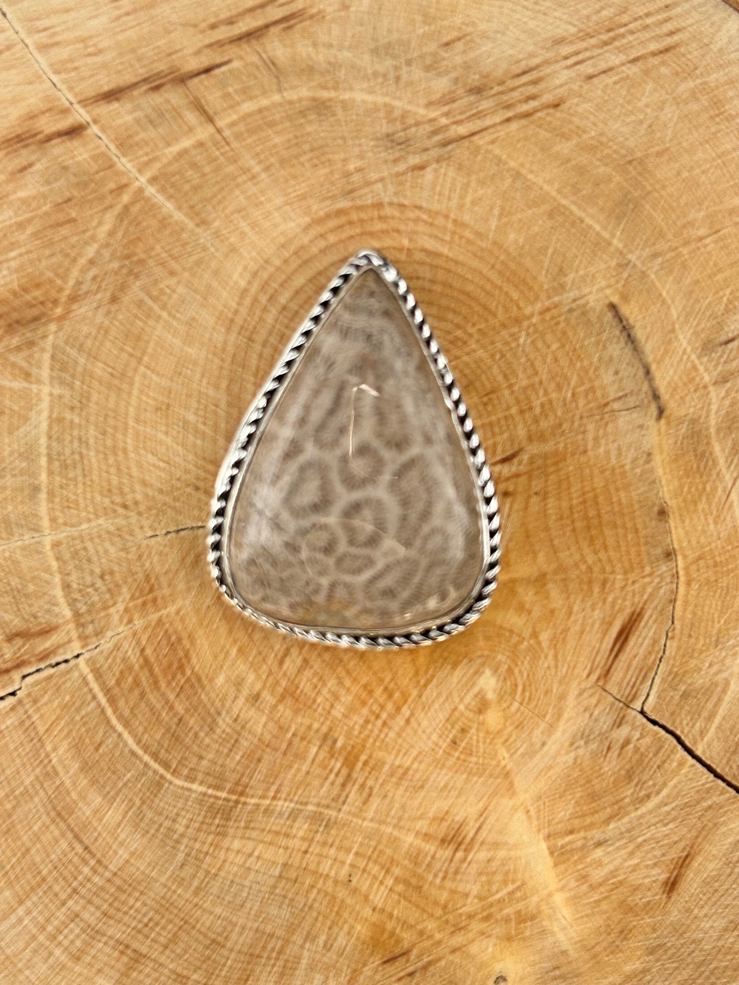 Fossile Corail sertie argenté n°A1 (3,2cm x 2,3cm)