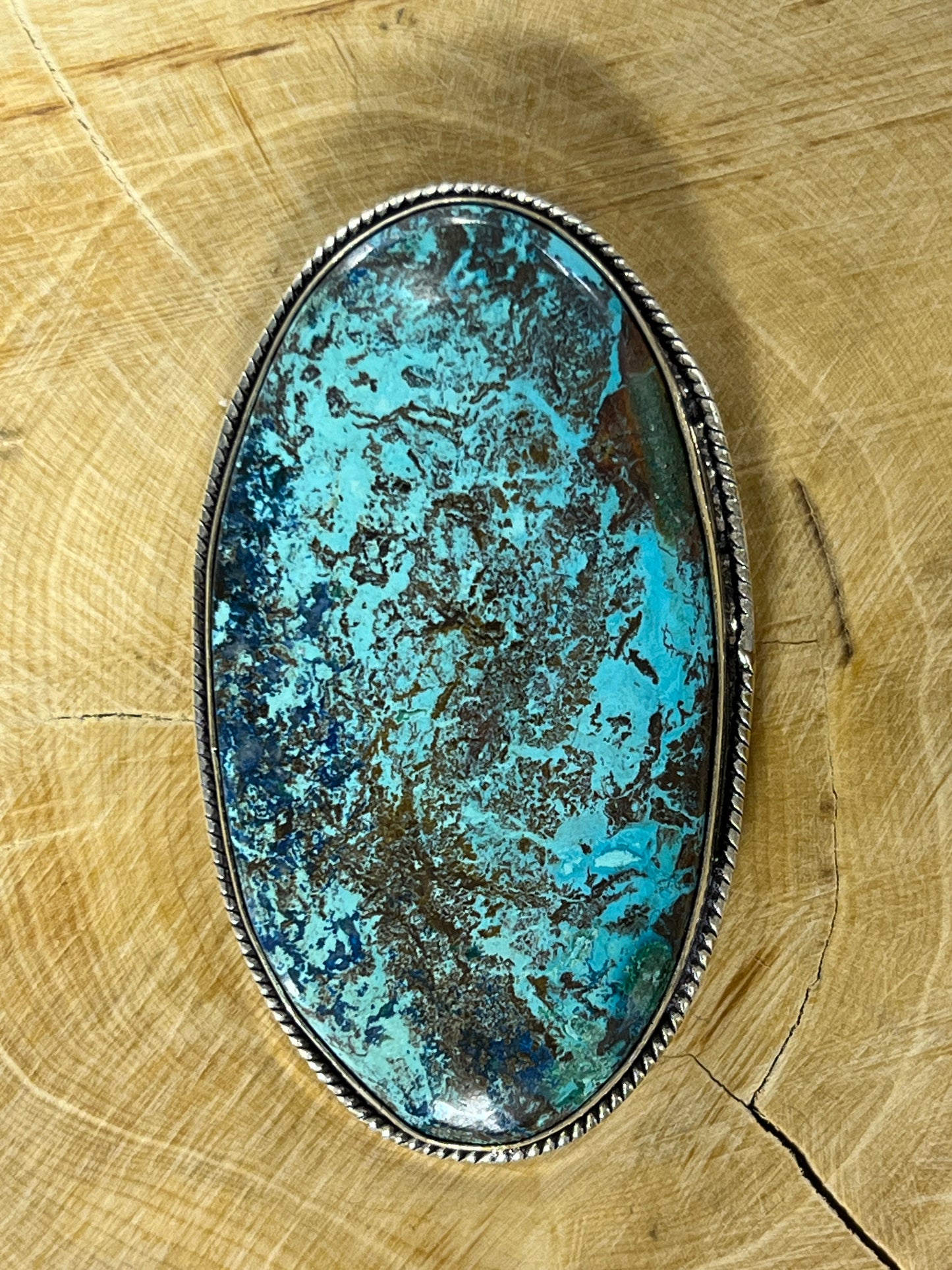 Chrysocolle sertie argenté n°A5 (5,1cm x 2,9cm)