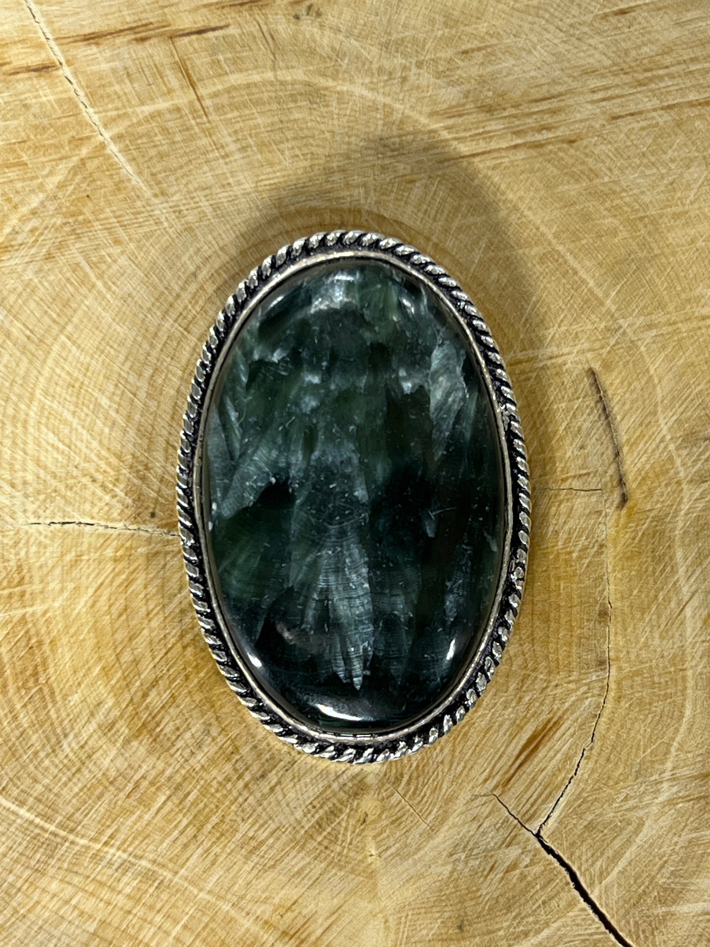 Séraphinite sertie argenté n°A3 (3,6cm x 2,4cm)