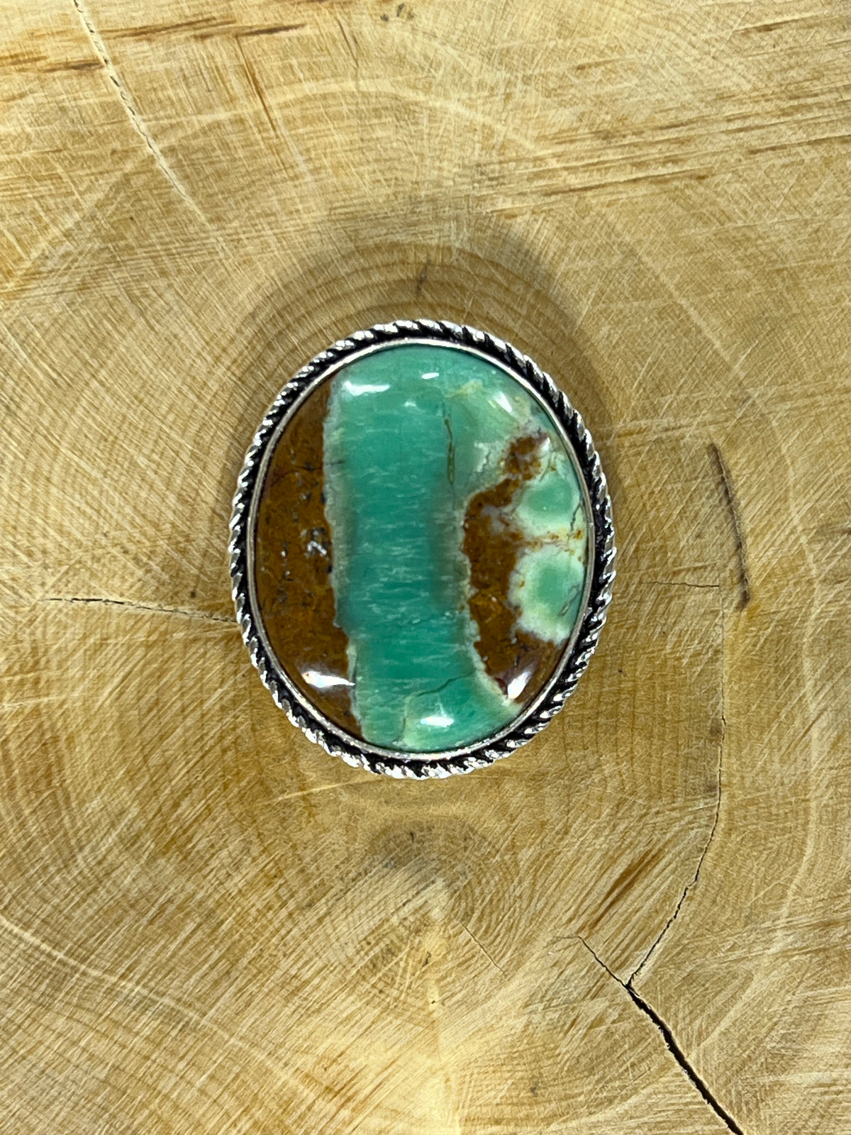 Chrysoprase sertie argenté n°A2 (2,8cm x 2,3cm)