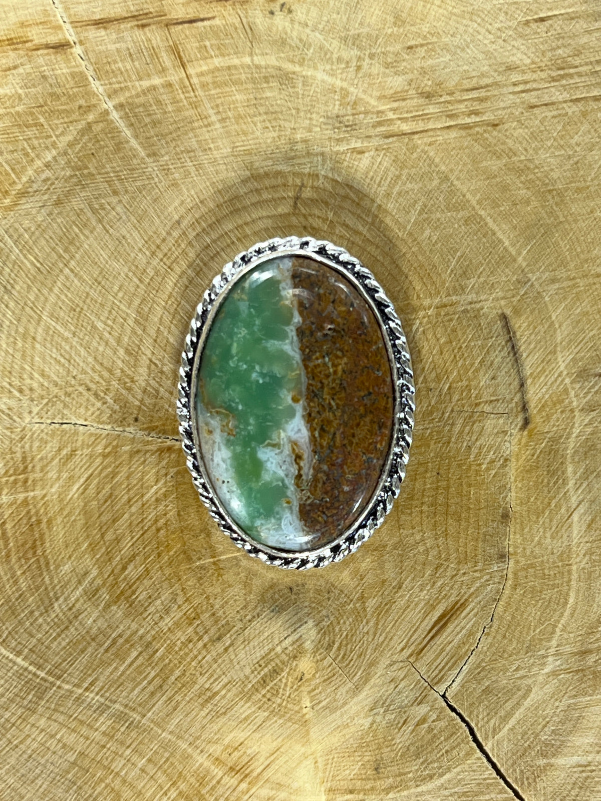 Chrysoprase sertie argenté n°A3 (2,8cm x 2cm)