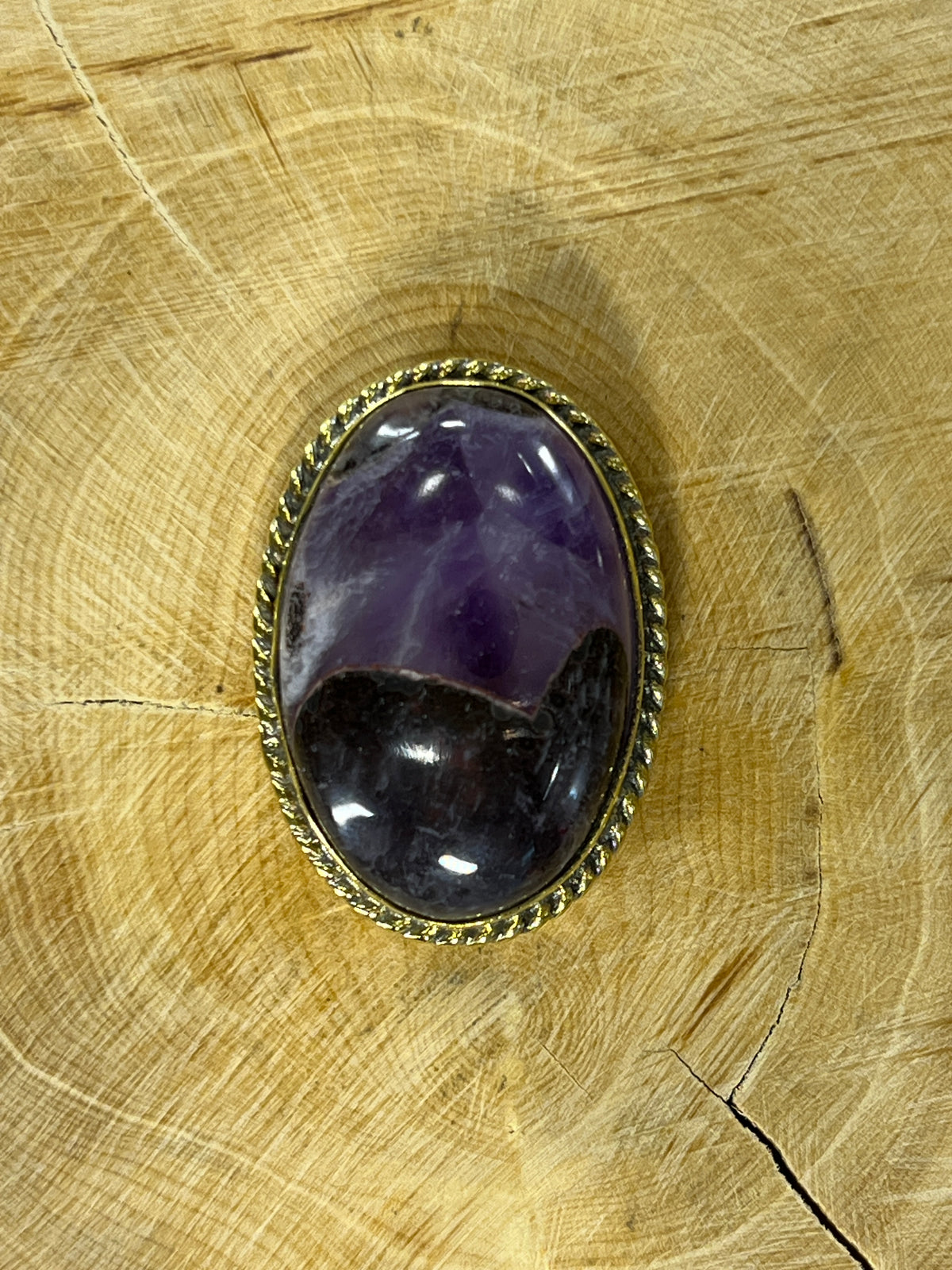 Améthyste sertie doré n°D5 (3,1cm x 2,2cm)