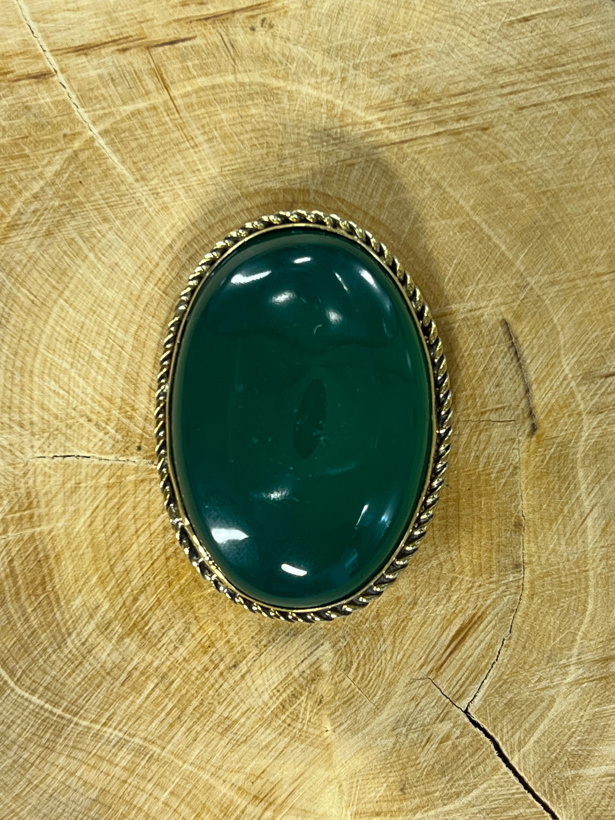 Onyx Verte sertie doré n°D1 (3,5cm x 2,5cm)