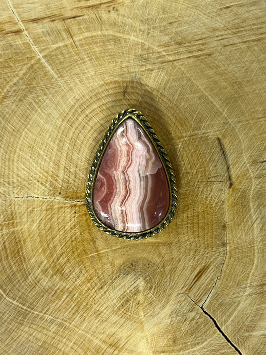 Rhodochrosite sertie doré n°D3 (2,5cm x 1,7cm)