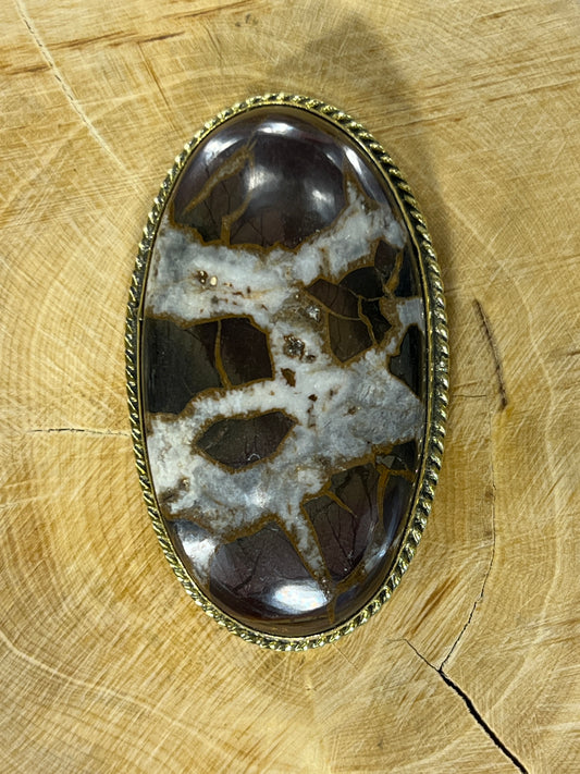 Septaria Noire sertie doré n°D3 (4,9cm x 2,8cm)