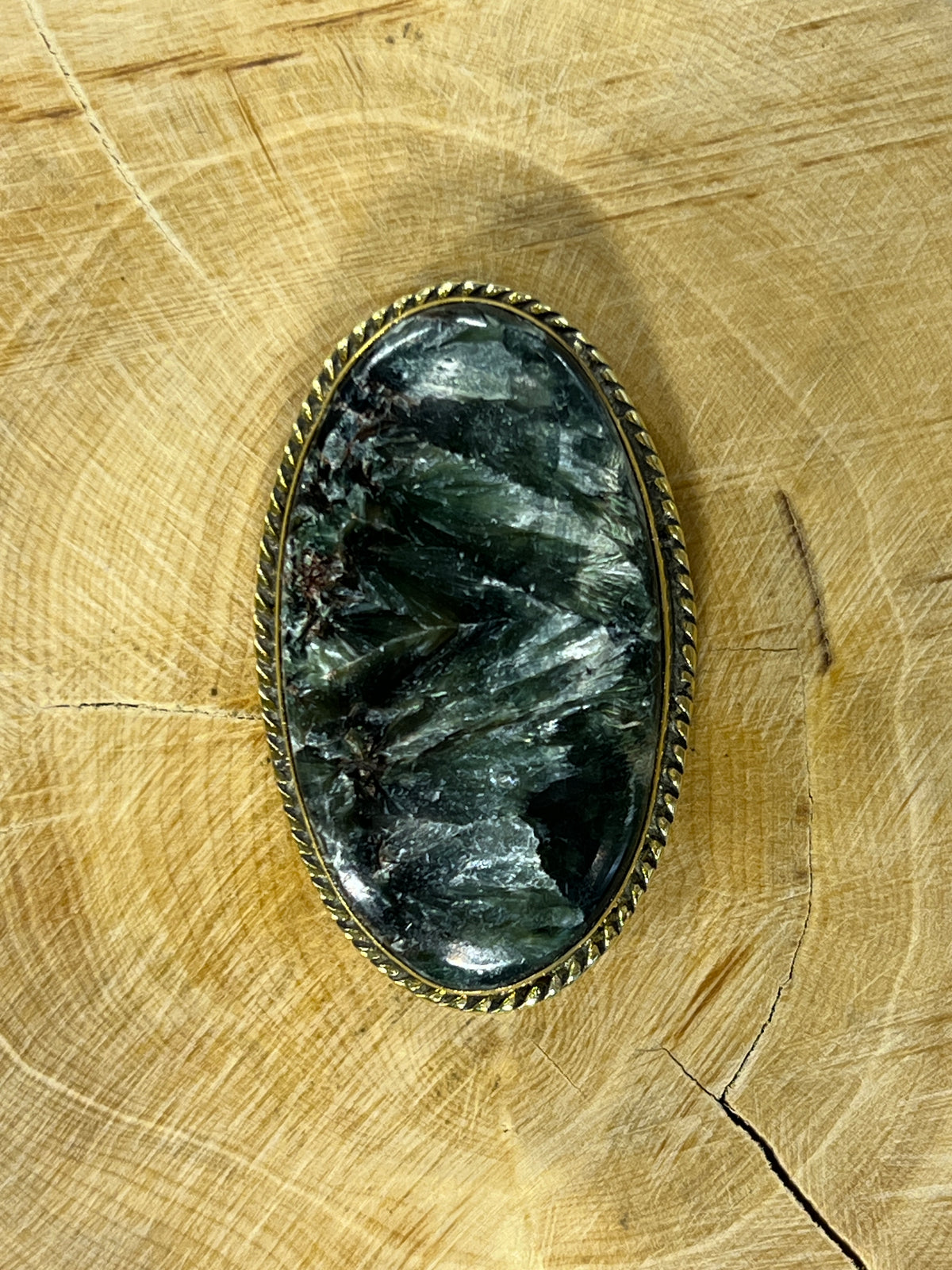 Séraphinite sertie doré n°D2 (3,9cm x 2,3cm)