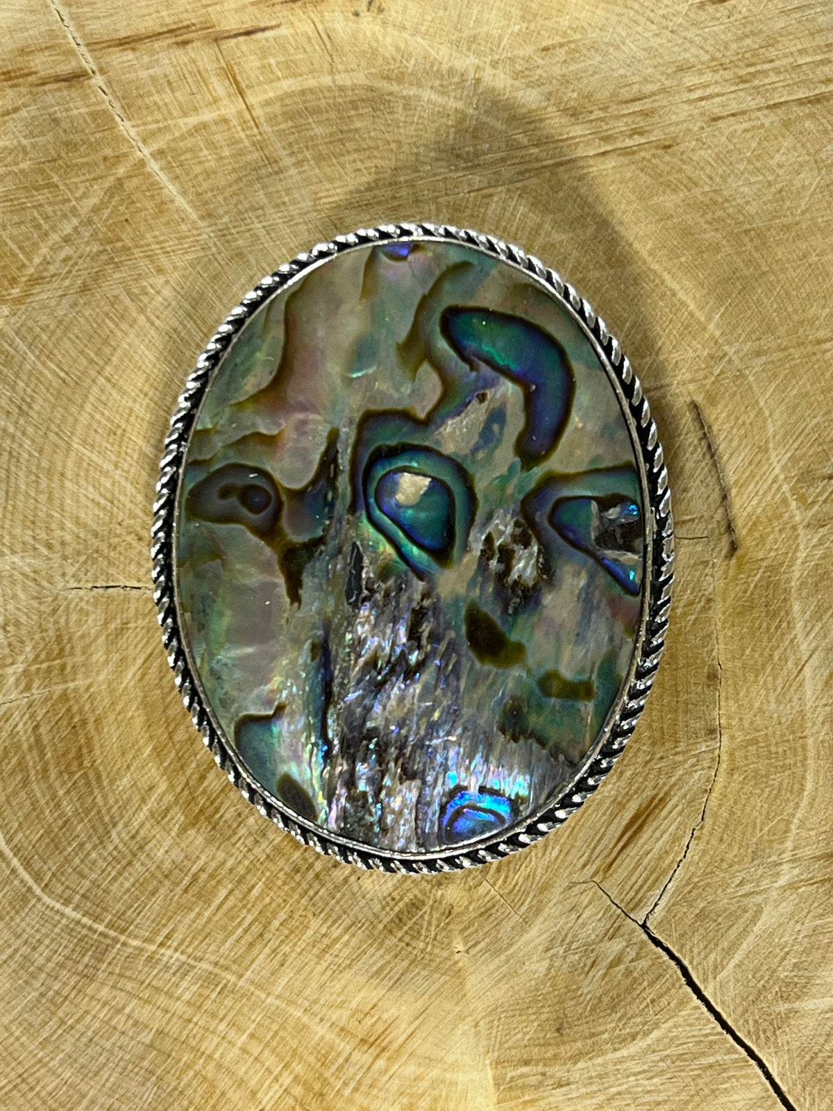 Abalone Shell sertie argenté n°A2 (4cm x 3,3cm)