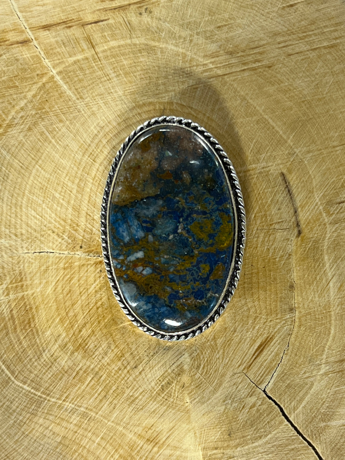 Azurite sertie argenté n°A1 (3,3cm x 2,1cm)
