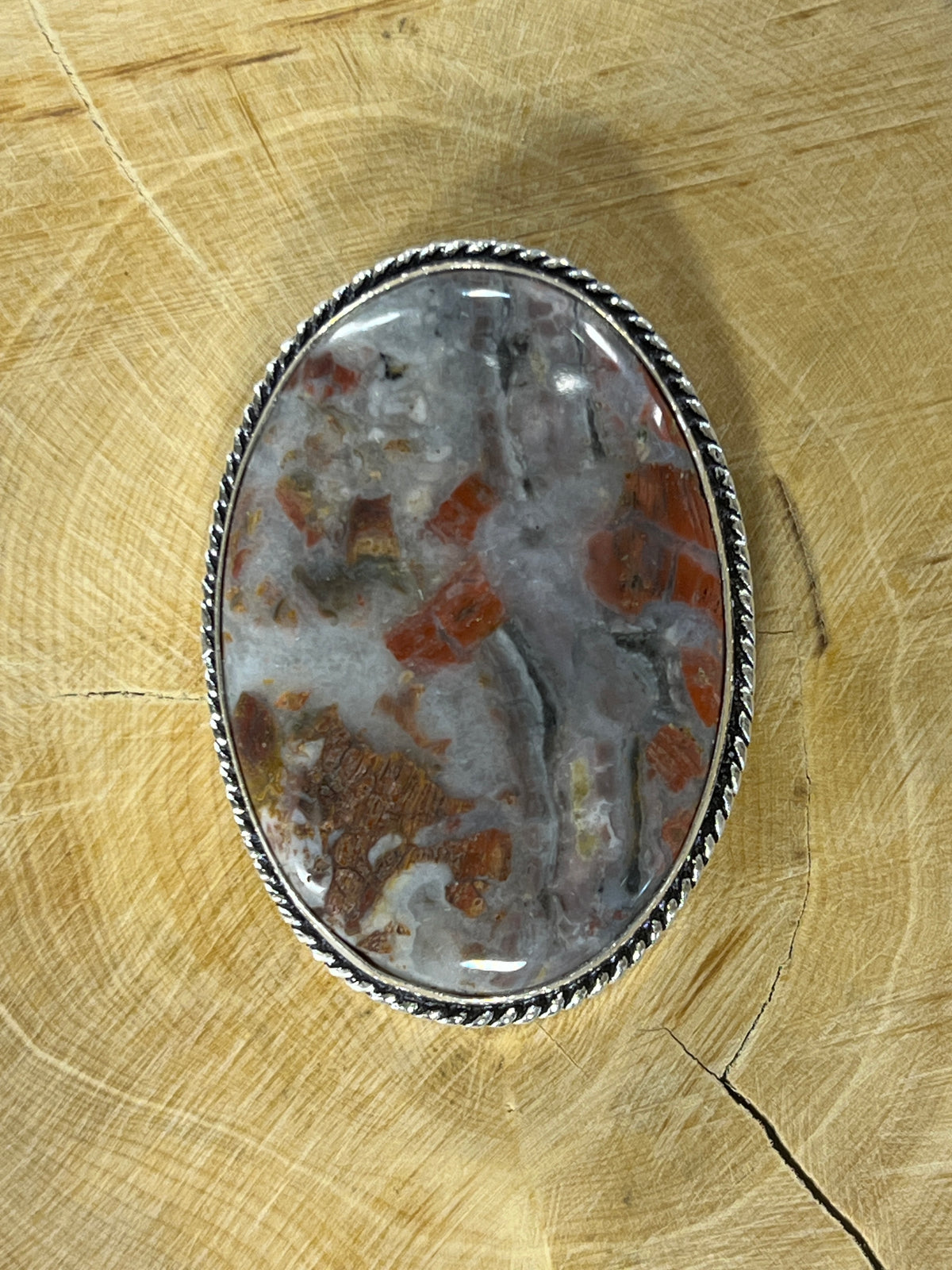 Jaspe sertie argenté n°A3 (4,2cm x 3cm)