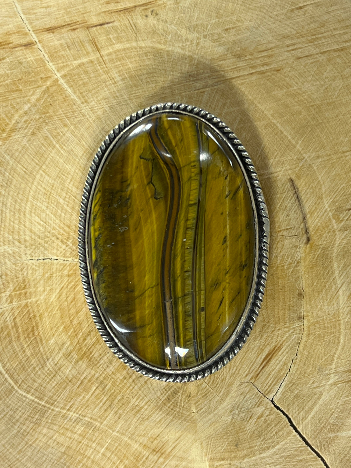 Oeil de Tigre sertie argenté n°A2 (4cm x 2,8cm)
