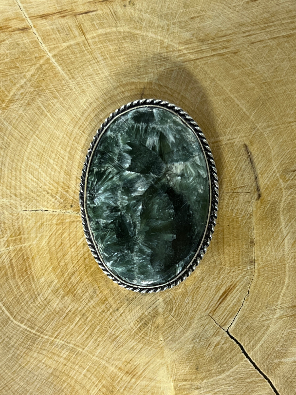 Séraphinite sertie argenté n°A2 (3,3cm x 2,3cm)
