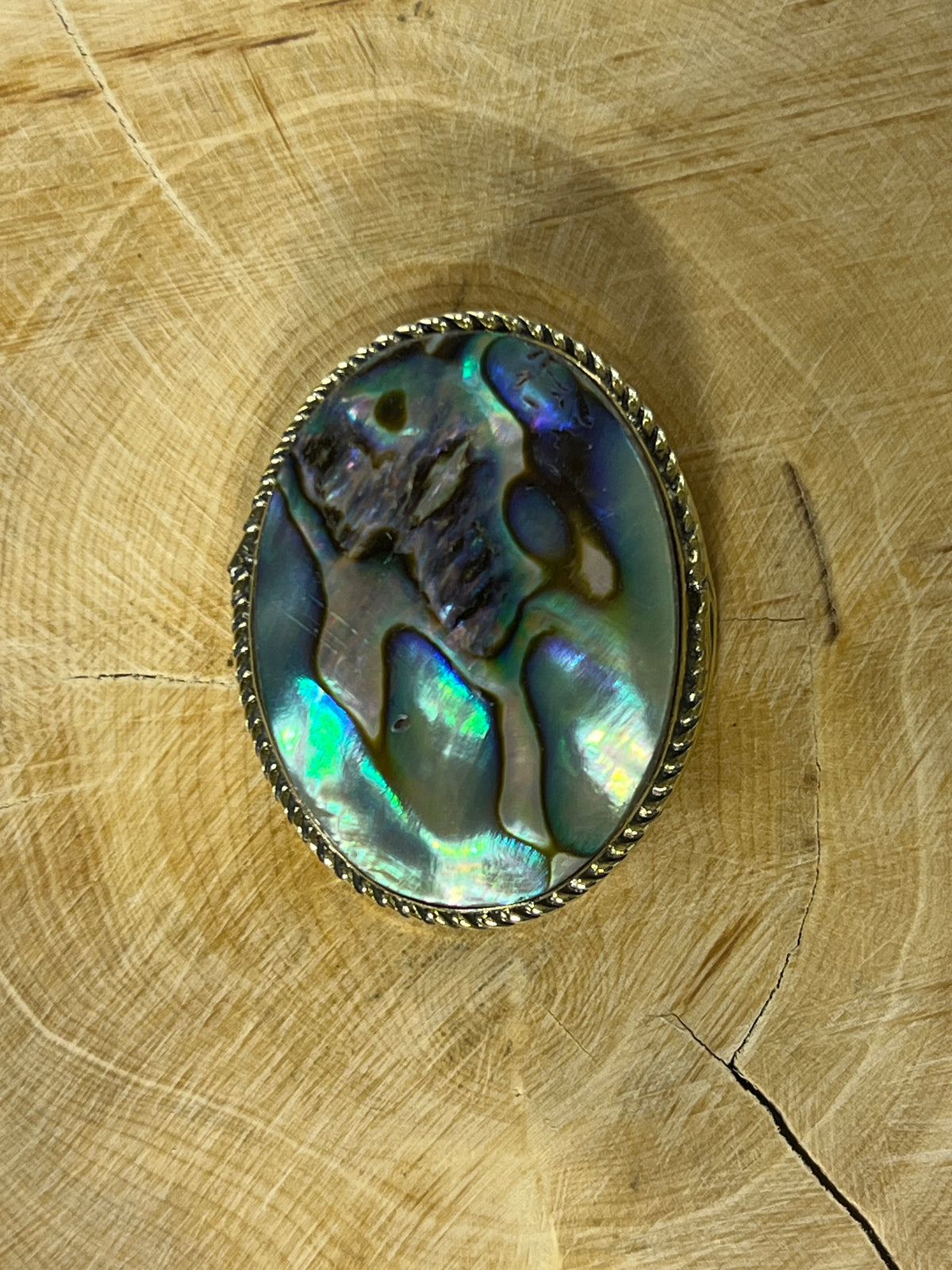 Abalone Shell sertie doré n°D3 (3,3cm x 2,6cm)