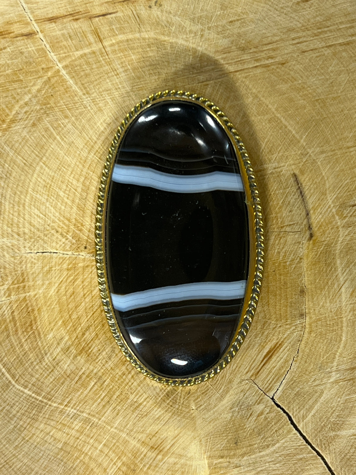Agate sertie dorée n°D4 (4,2cm x 2,5cm)