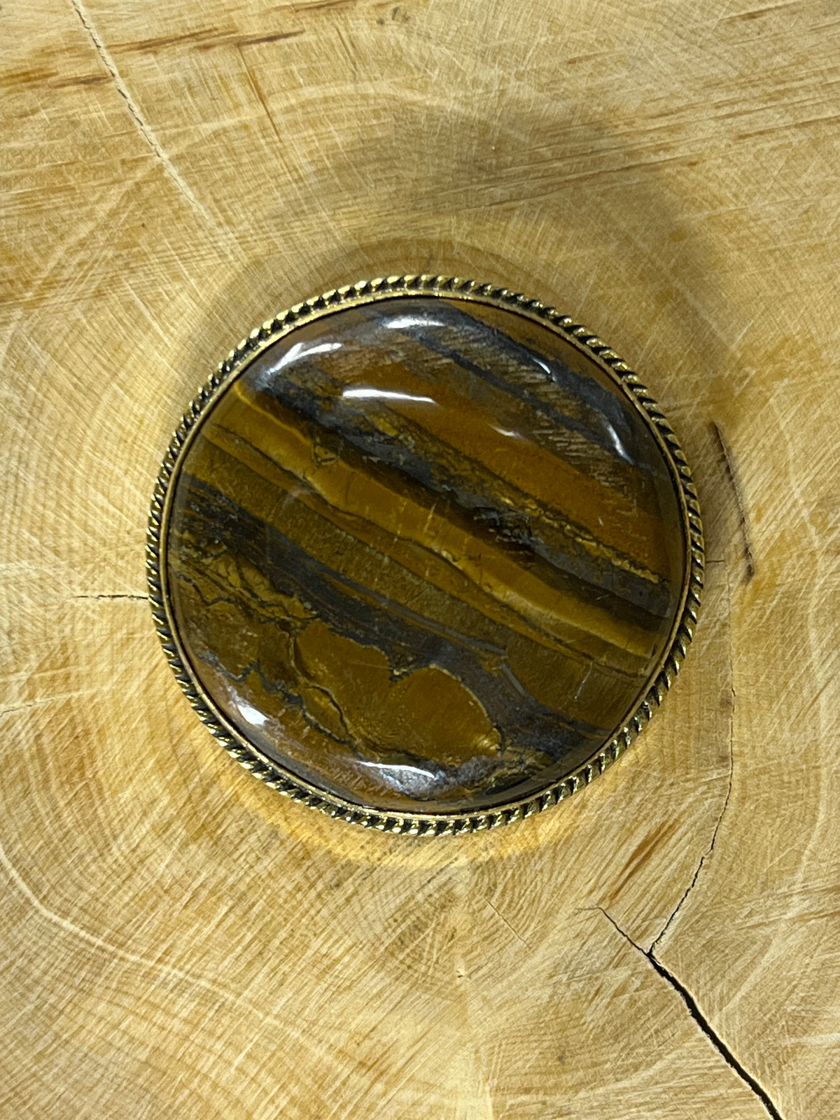 Oeil de Tigre sertie doré n°D2 (3,4cm de diamètre)