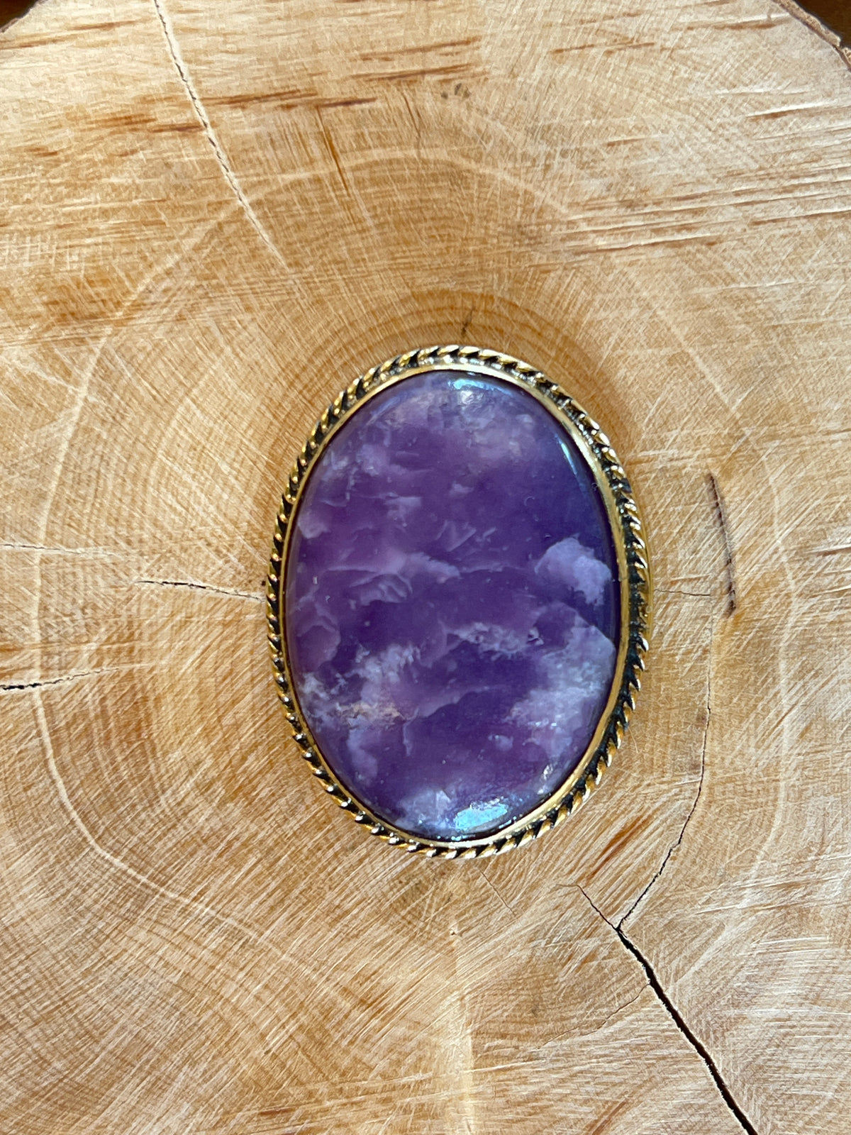 Lépidolite sertie doré n°D2 (3,6cm x 2,7cm)