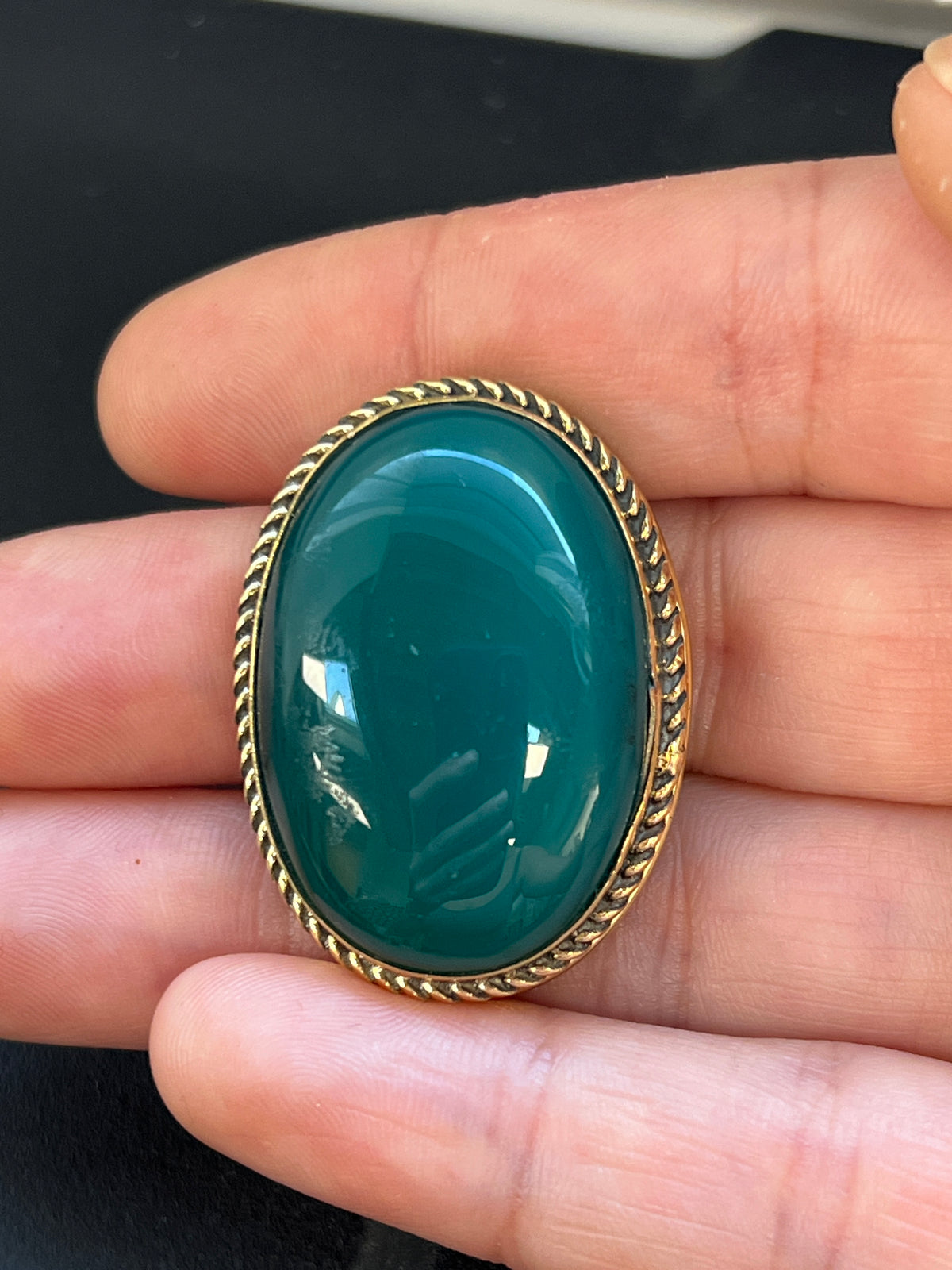 Onyx Verte sertie doré n°D3 (3,4cm x 2,5cm)