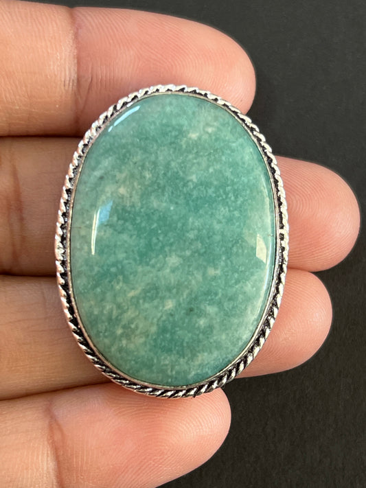Amazonite sertie argenté n°A3 (3,6cm x 2,7cm)