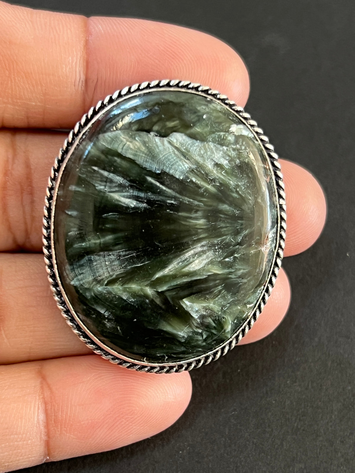 Séraphinite sertie argenté n°A2 (4cm x 3,2cm)