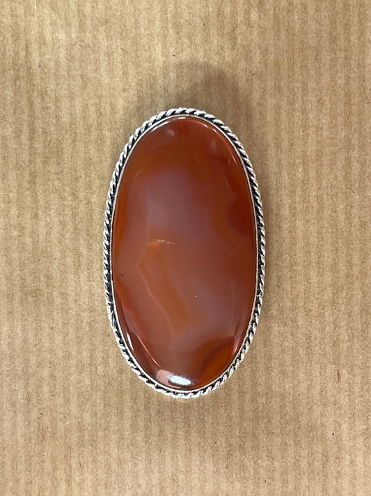 Cornaline sertie argenté n°A2 (4,3cm x 2,4cm)