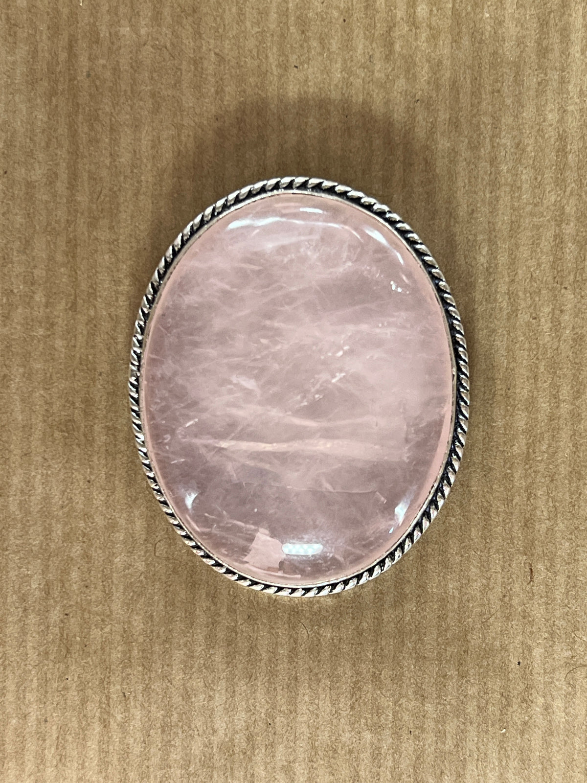 Quartz Rose sertie argenté n°A5 (4,1cm x 3,3cm)