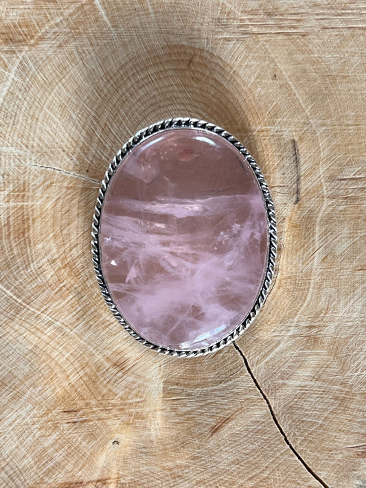 Quartz Rose sertie argenté n°A2 (3,7cm x 2,9cm)