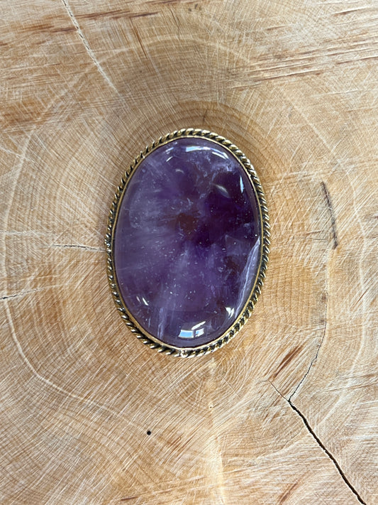 Améthyste sertie doré n°D4 (3,5cm x 2,5cm)