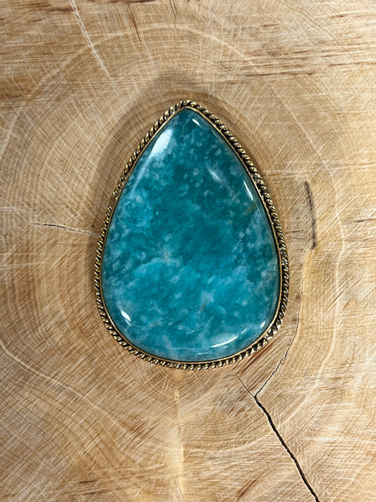 Amazonite sertie dorée n°D3 (4cm x 2,9cm)