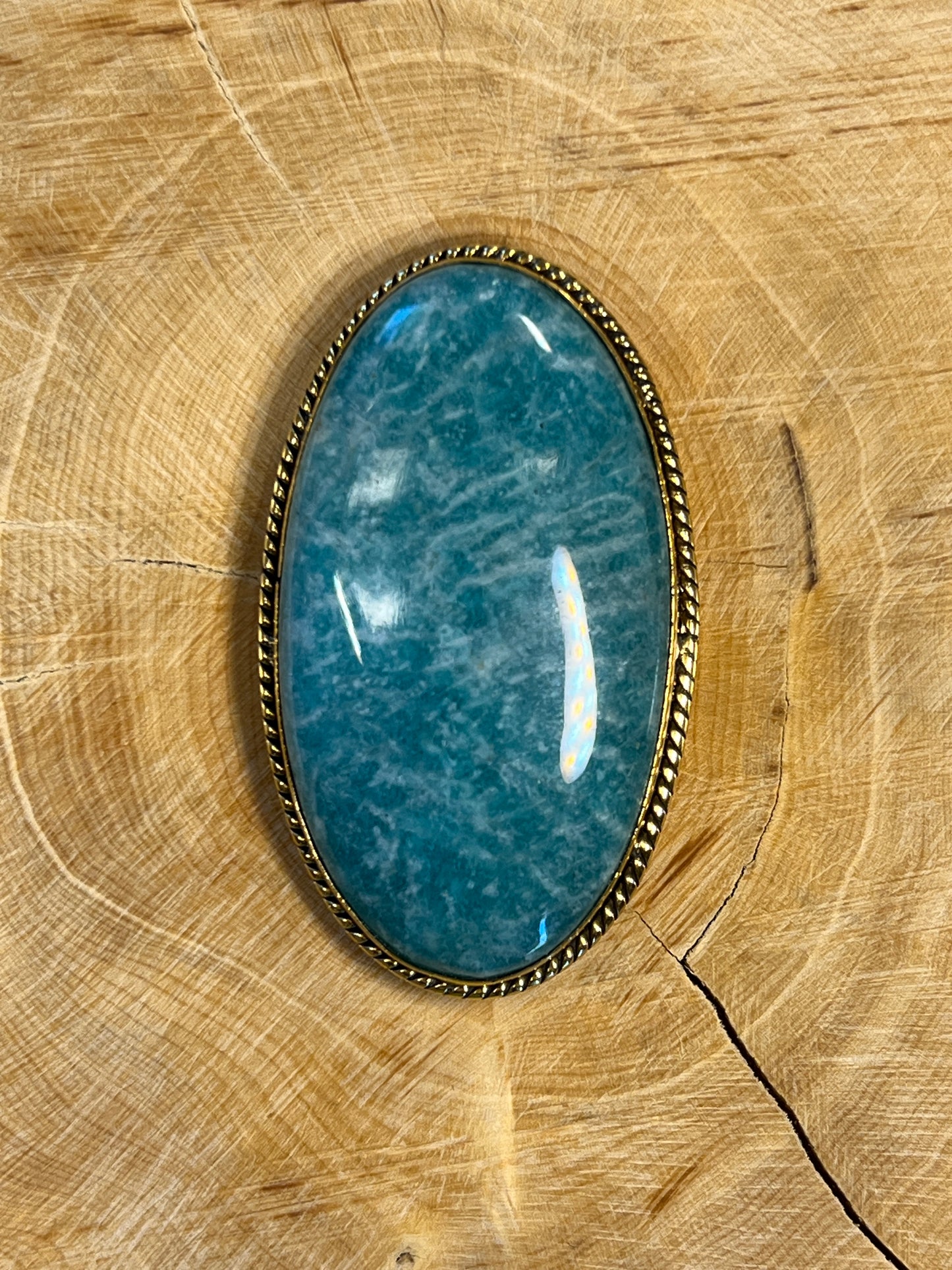 Amazonite sertie dorée n°D3 (4,5cm x 2,5cm)