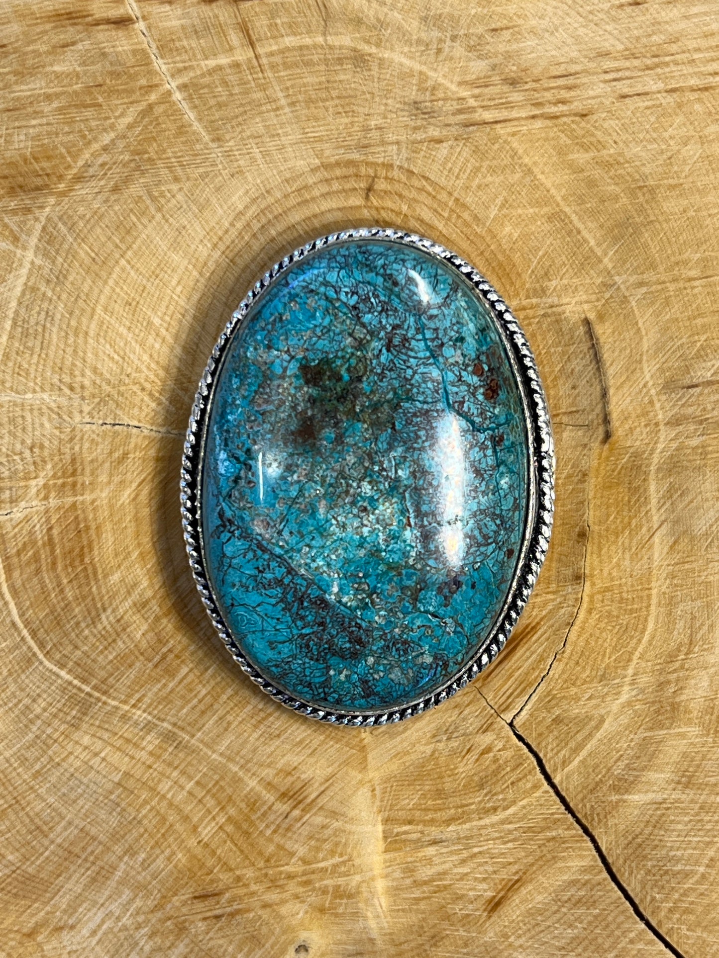 Chrysocolle sertie argenté n°A1 (4 cm x 3 cm)