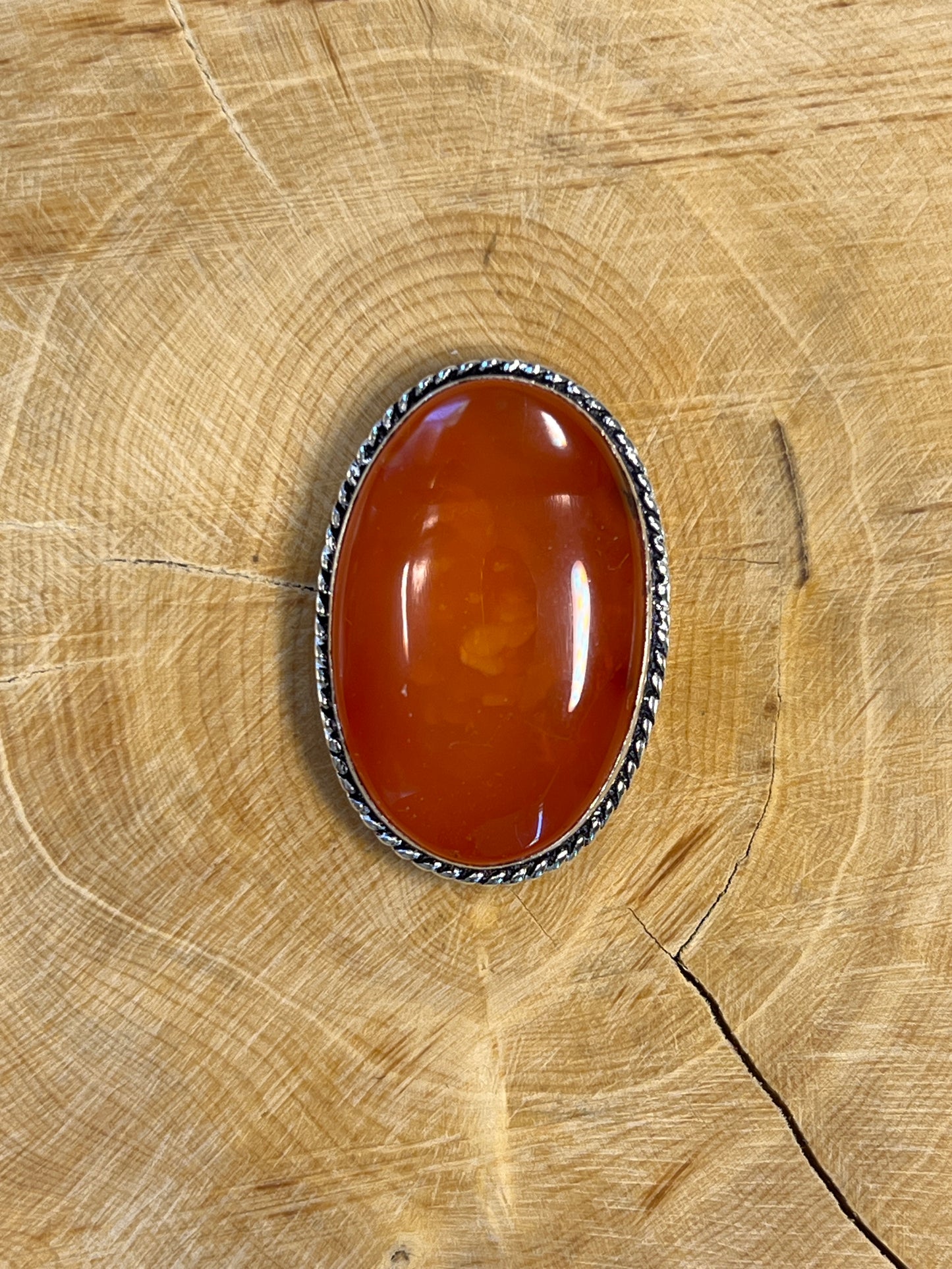 Cornaline sertie argenté n°A5 (3,1cm x 2,1cm)