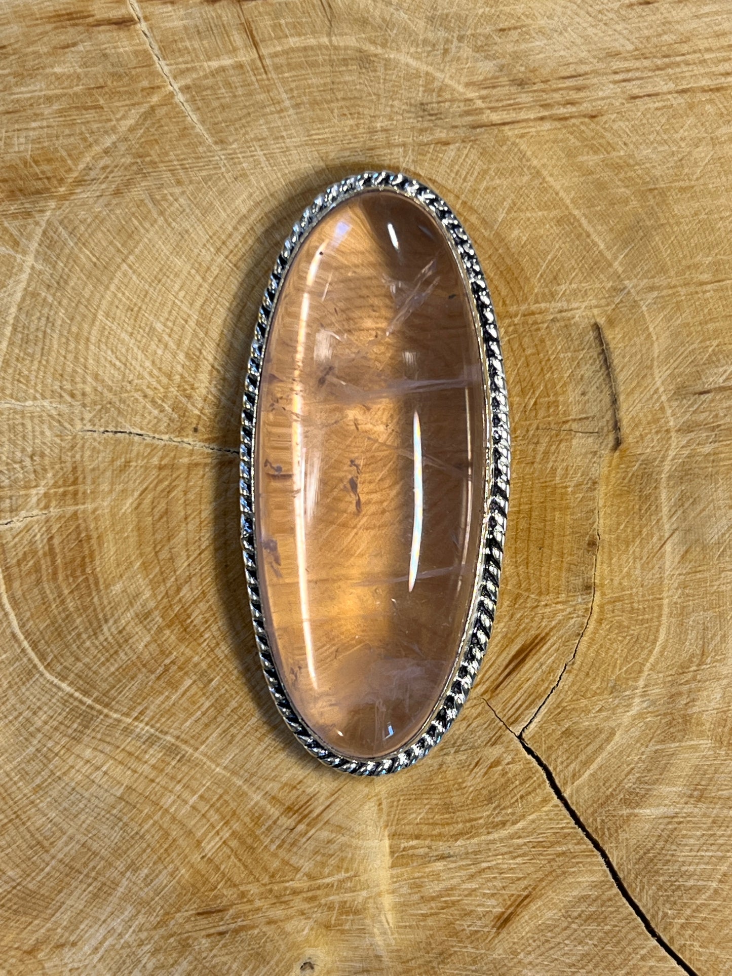 Quartz Rose sertie argenté n°A1 (4,7cm x 2cm)