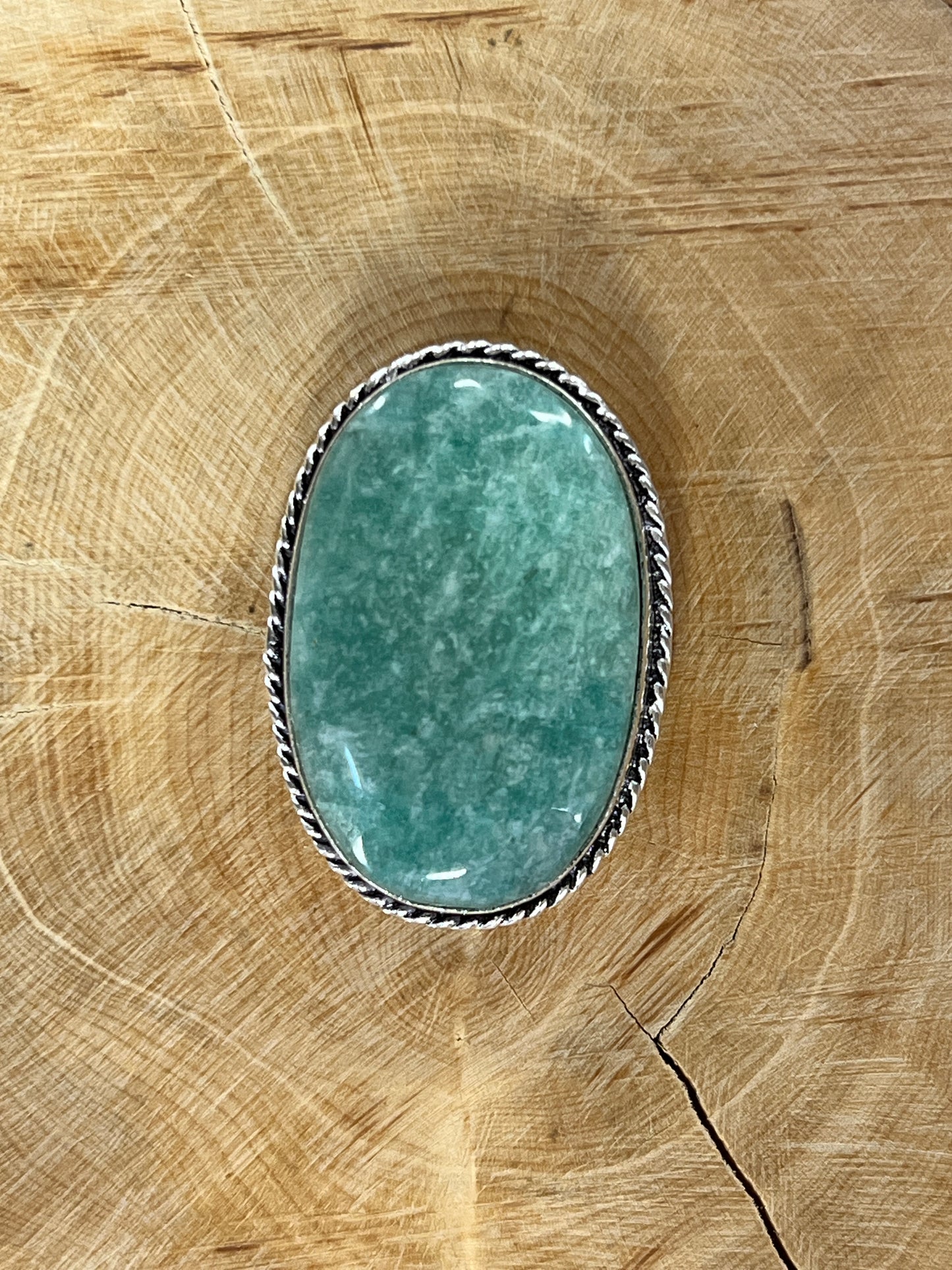 Amazonite sertie argenté n°A2 (4 cm x 2,5 cm)