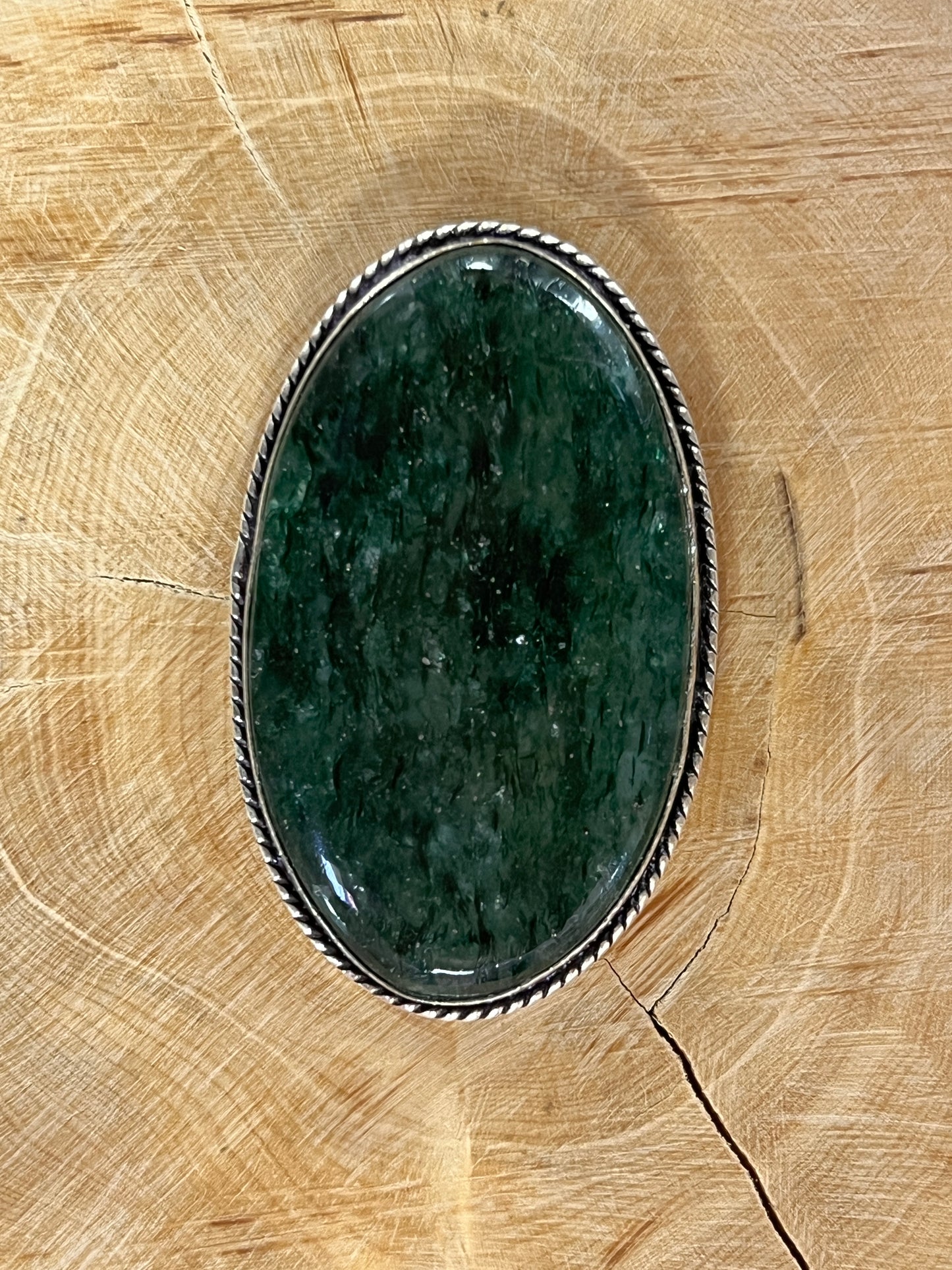 Aventurine sertie argenté n°A1 (4,7cm x 2,9cm)
