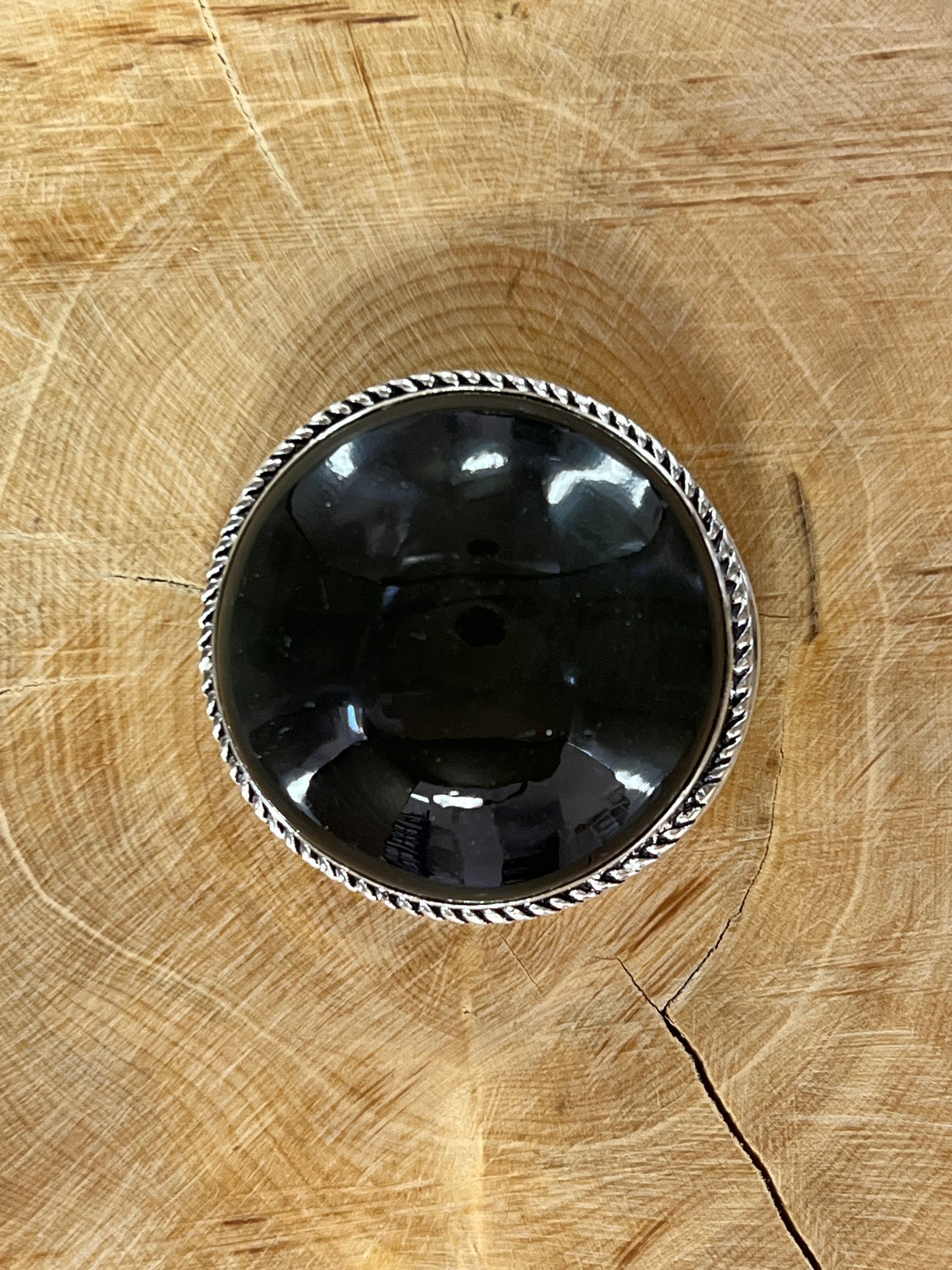 Obsidienne sertie argenté n°A5 (3,4 cm de diamètre)